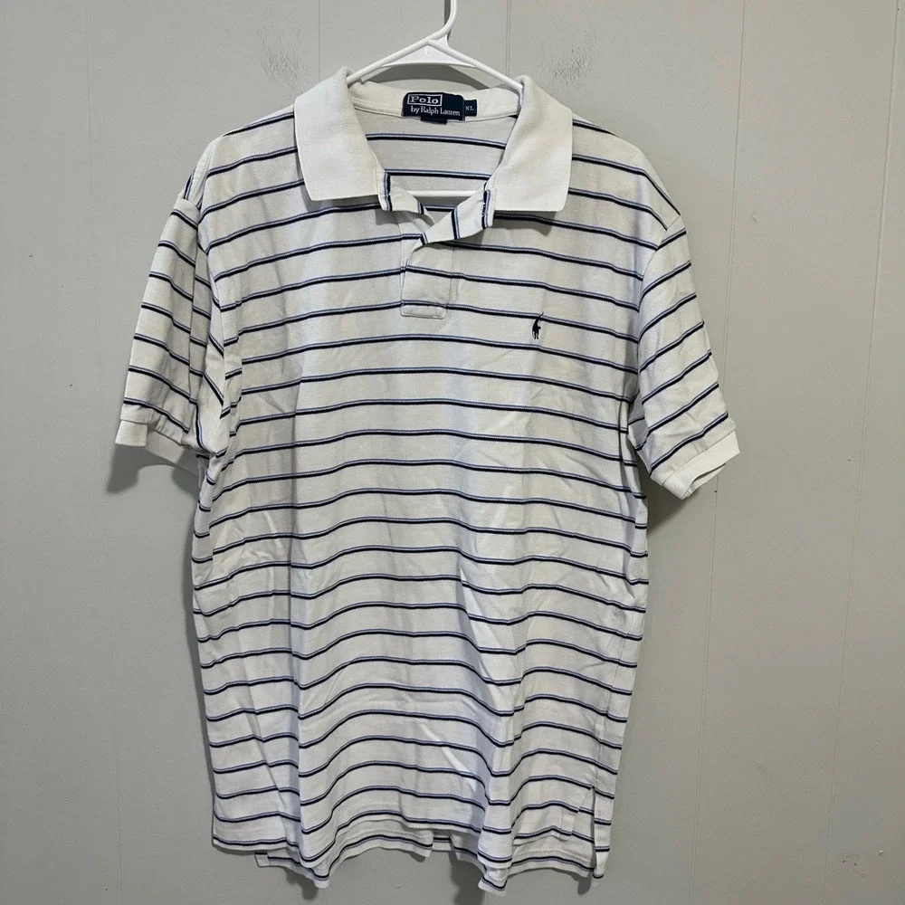 Polo Ralph Lauren polo Shirt Blue white Striped Size XL